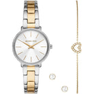Michael Kors Mini Pyper Gift Set MK1041 women's white sunray dial two-tone stainless steel watch front view