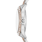 Side profile of Michael Kors Liliane MK1048 two-tone stainless steel bracelet watch