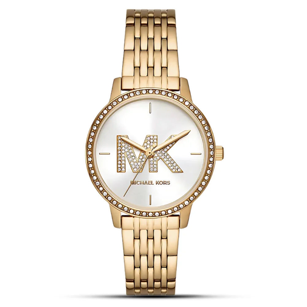 Michael Kors Melissa Gift Set MK1051 women's white dial gold-tone stainless steel watch front view