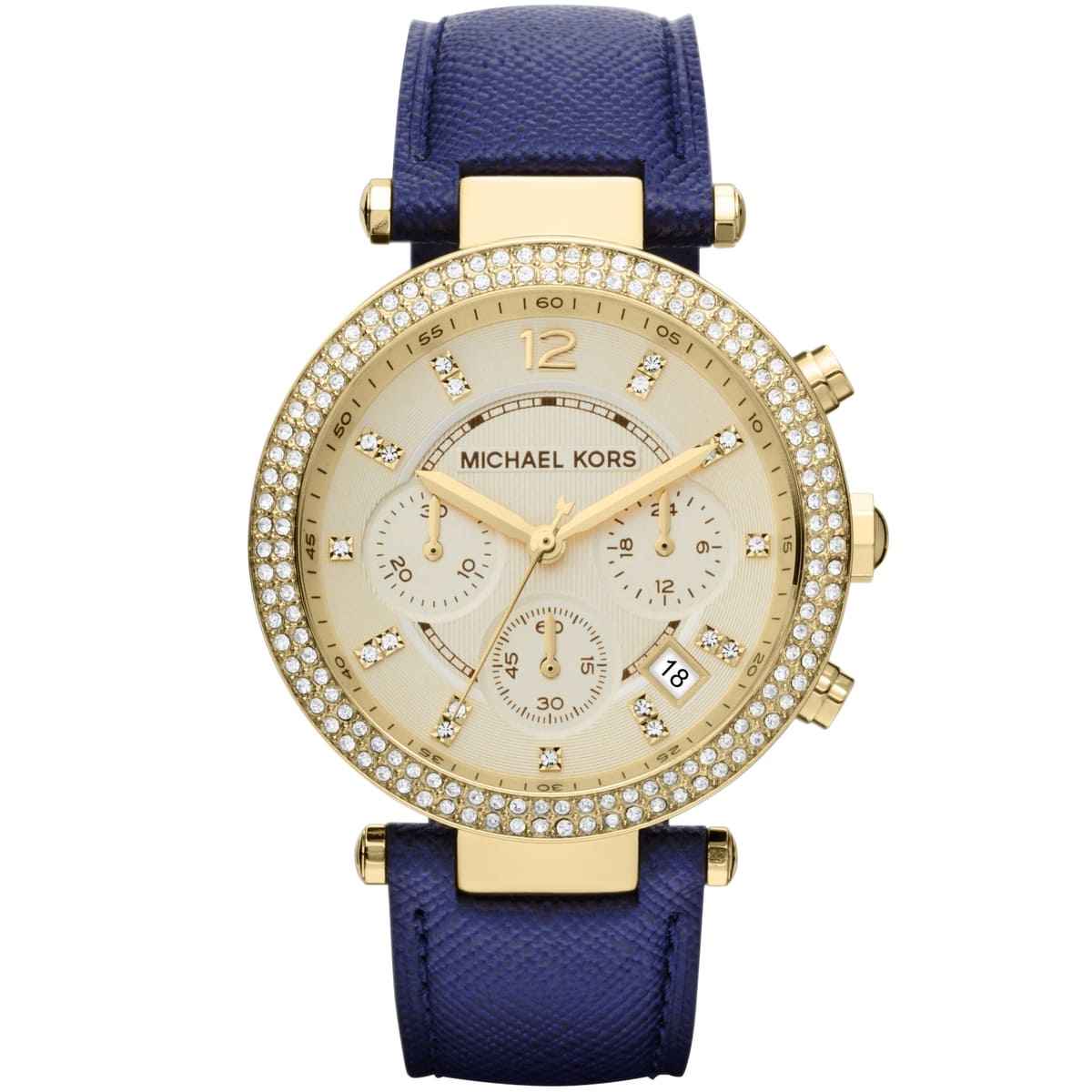 Michael Kors Parker MK2280 Women's Gold Dial Blue Leather Watch