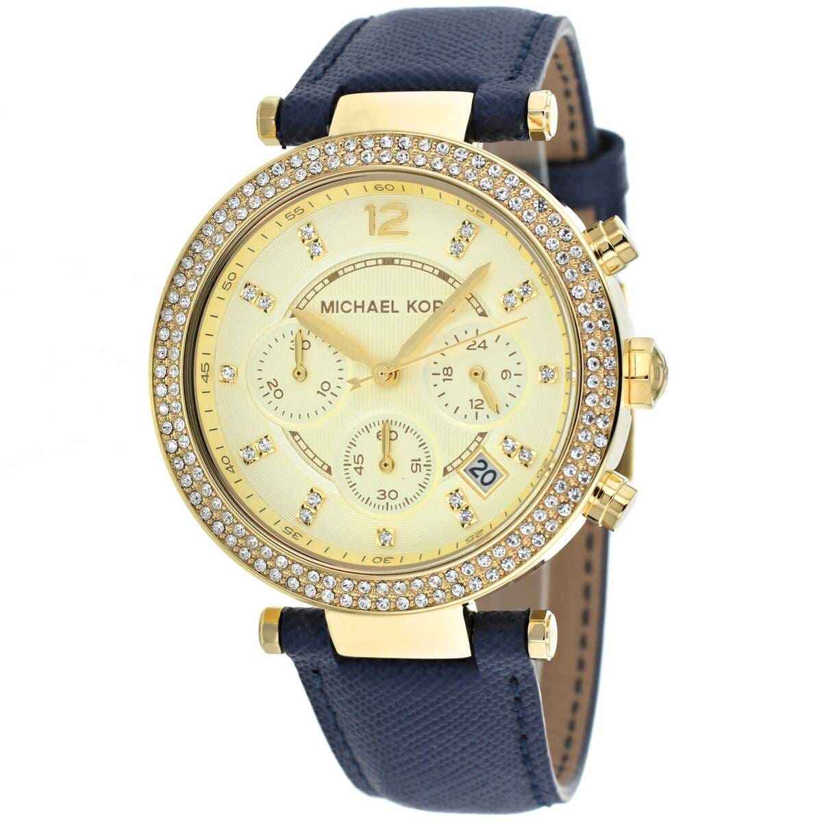 Michael Kors Parker MK2280 Women's Gold Dial Blue Leather Watch