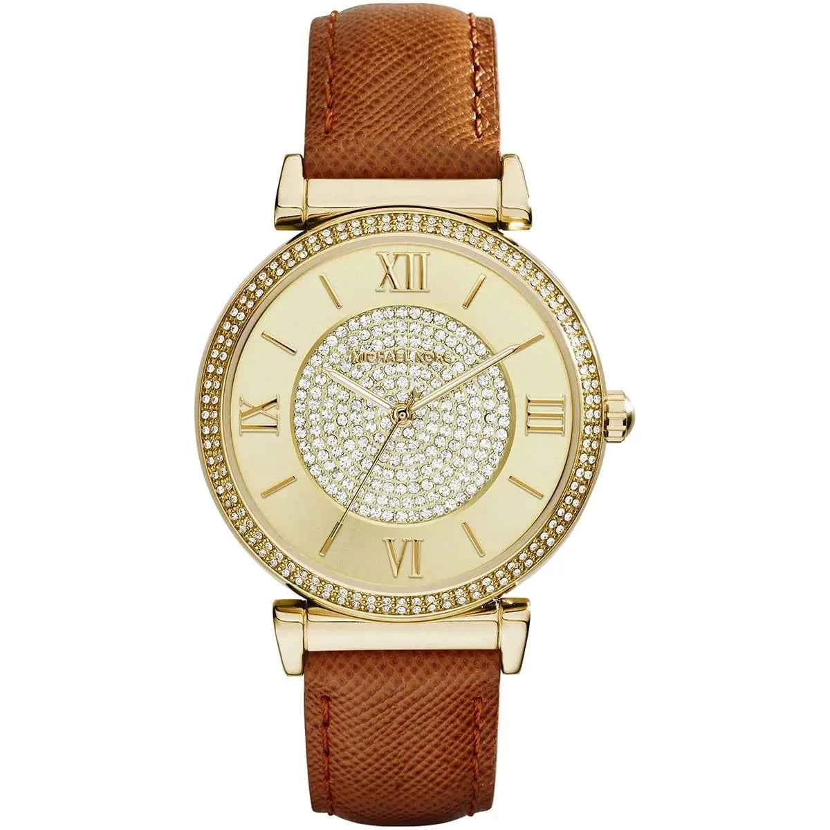 Michael Kors Catlin MK2375 Women's Gold Dial Brown Leather Watch