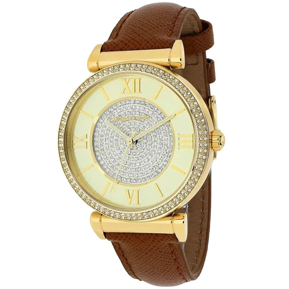 Michael Kors Catlin MK2375 Women's Gold Dial Brown Leather Watch