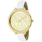 Michael Kors Runway Slim MK2389 Women's Gold Dial White Leather Watch