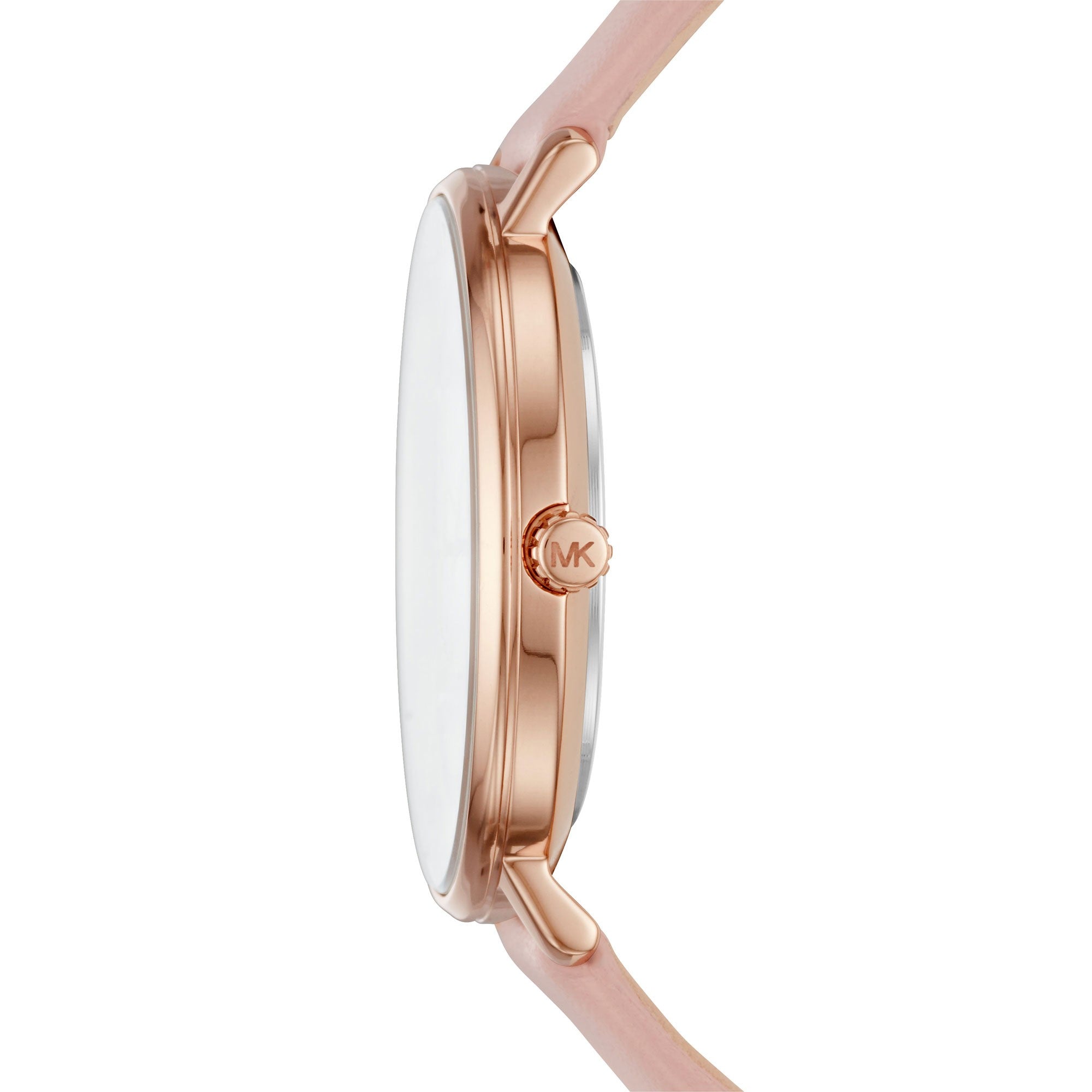 Side profile of Michael Kors Pyper MK2741 rose gold-tone women's watch