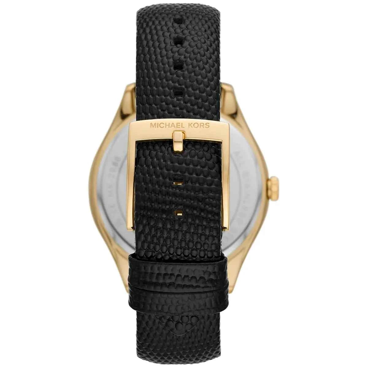 Michael Kors Harlowe MK2988 Women's White Dial Black Leather Watch