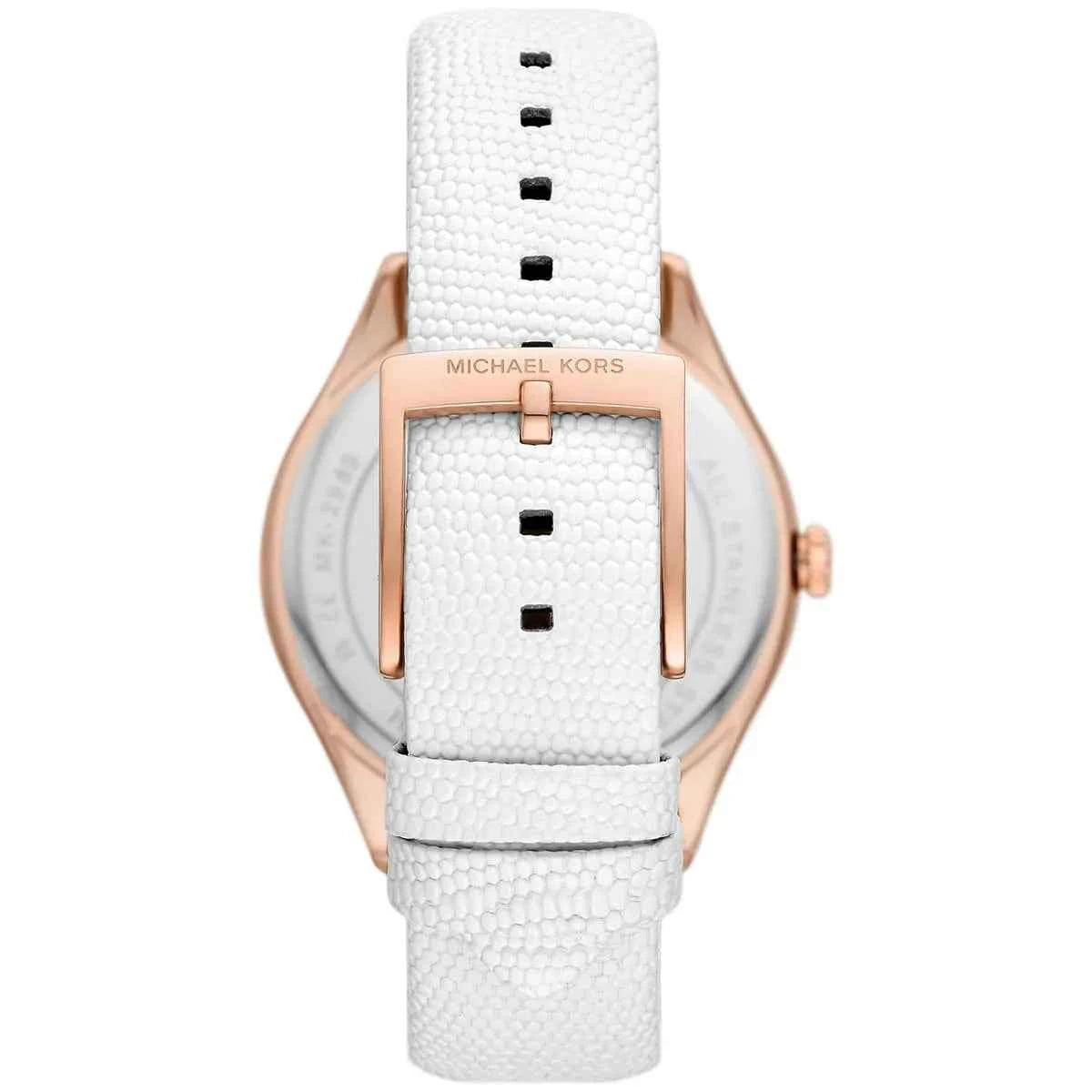 Michael Kors Harlowe MK2989 Women's Rose Gold Dial White Leather Watch