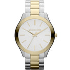 Michael Kors Runway MK3198 women's silver dial two-tone stainless steel watch front view
