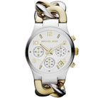 Michael Kors Runway MK3199 Women's White Dial Two-Tone Chronograph Stainless Steel Watch