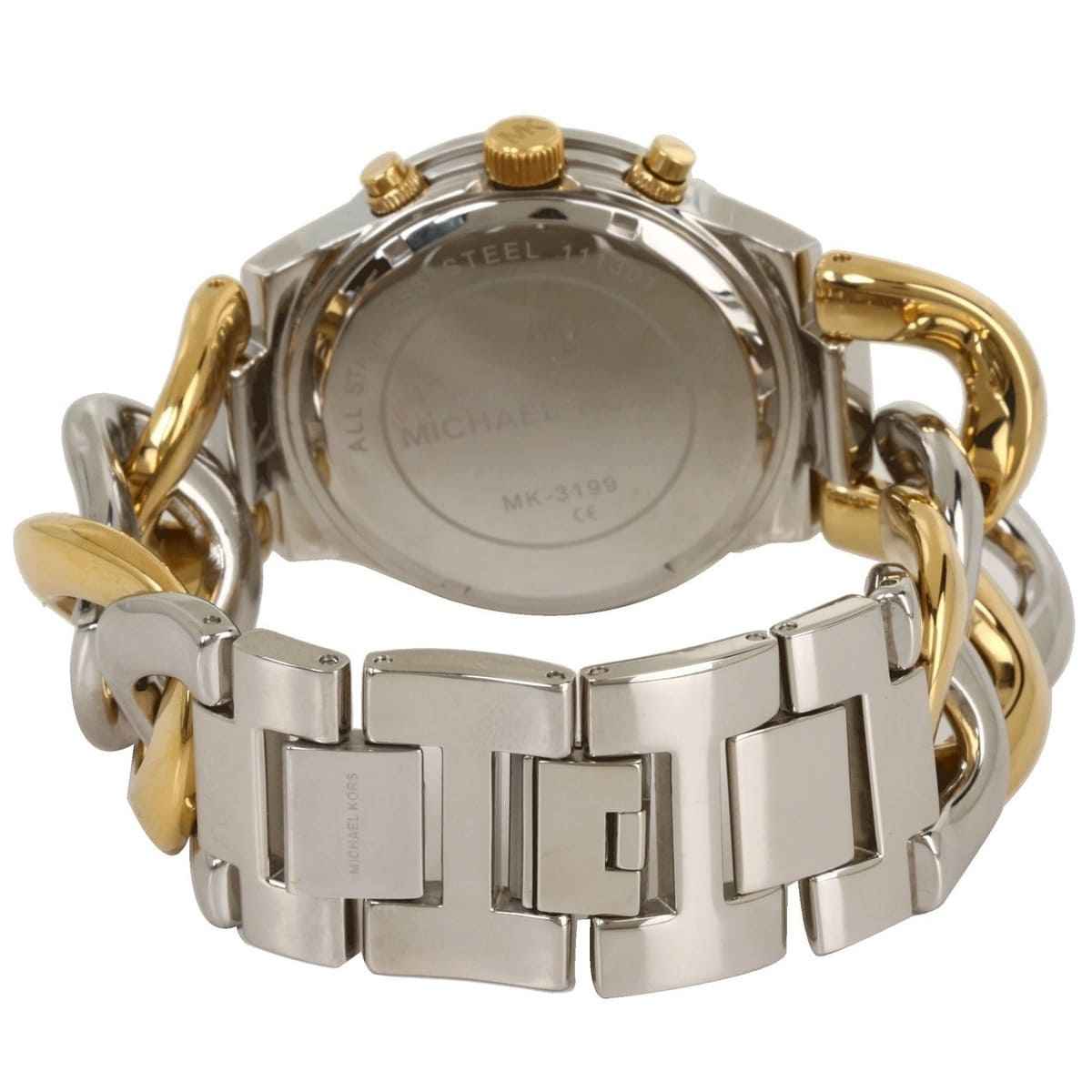 Michael Kors Runway MK3199 Women's White Dial Two-Tone Chronograph Stainless Steel Watch