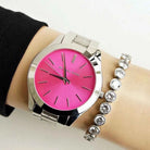 Michael Kors Slim Runway MK3291 Women's Pink Dial Silver Stainless Steel Watch