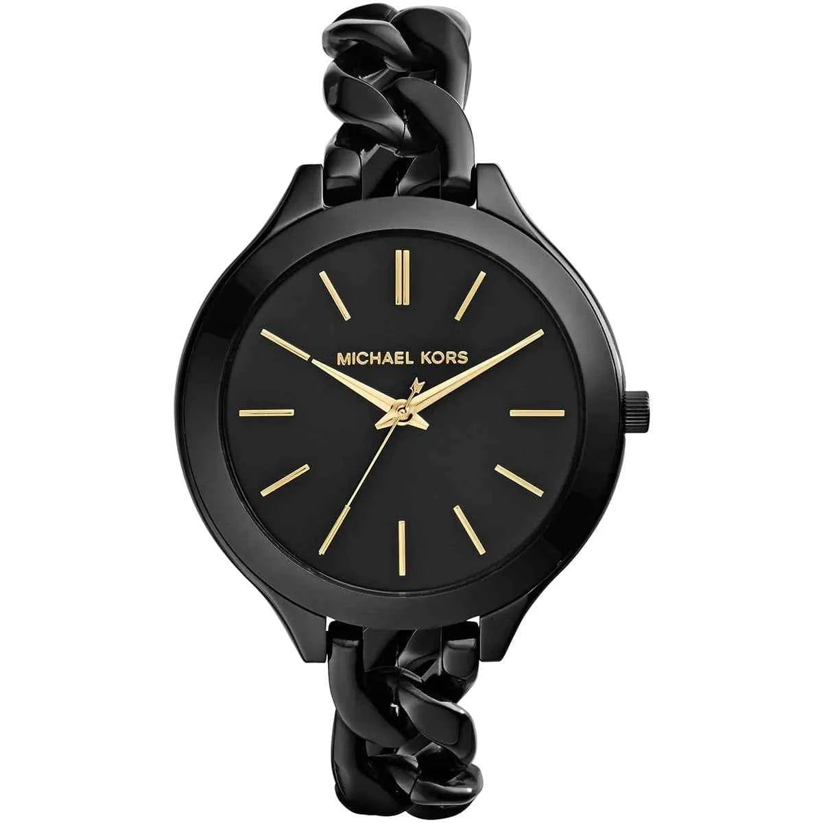 Michael Kors Slim Runway MK3317 Women's Black Dial Black Stainless Steel Watch
