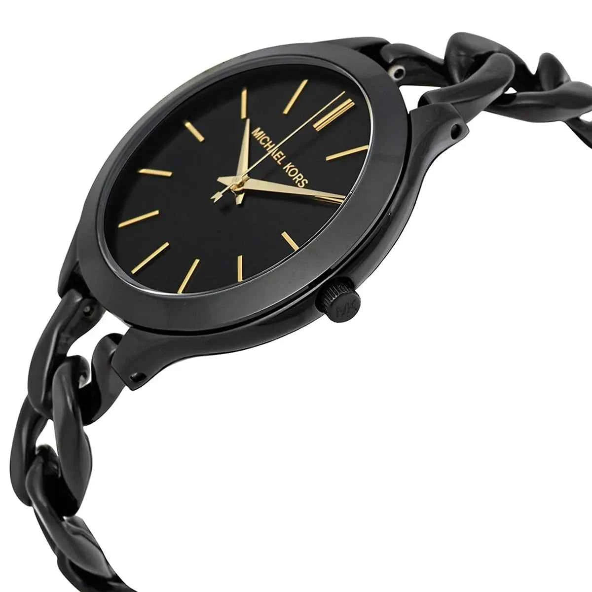 Michael Kors Slim Runway MK3317 Women's Black Dial Black Stainless Steel Watch