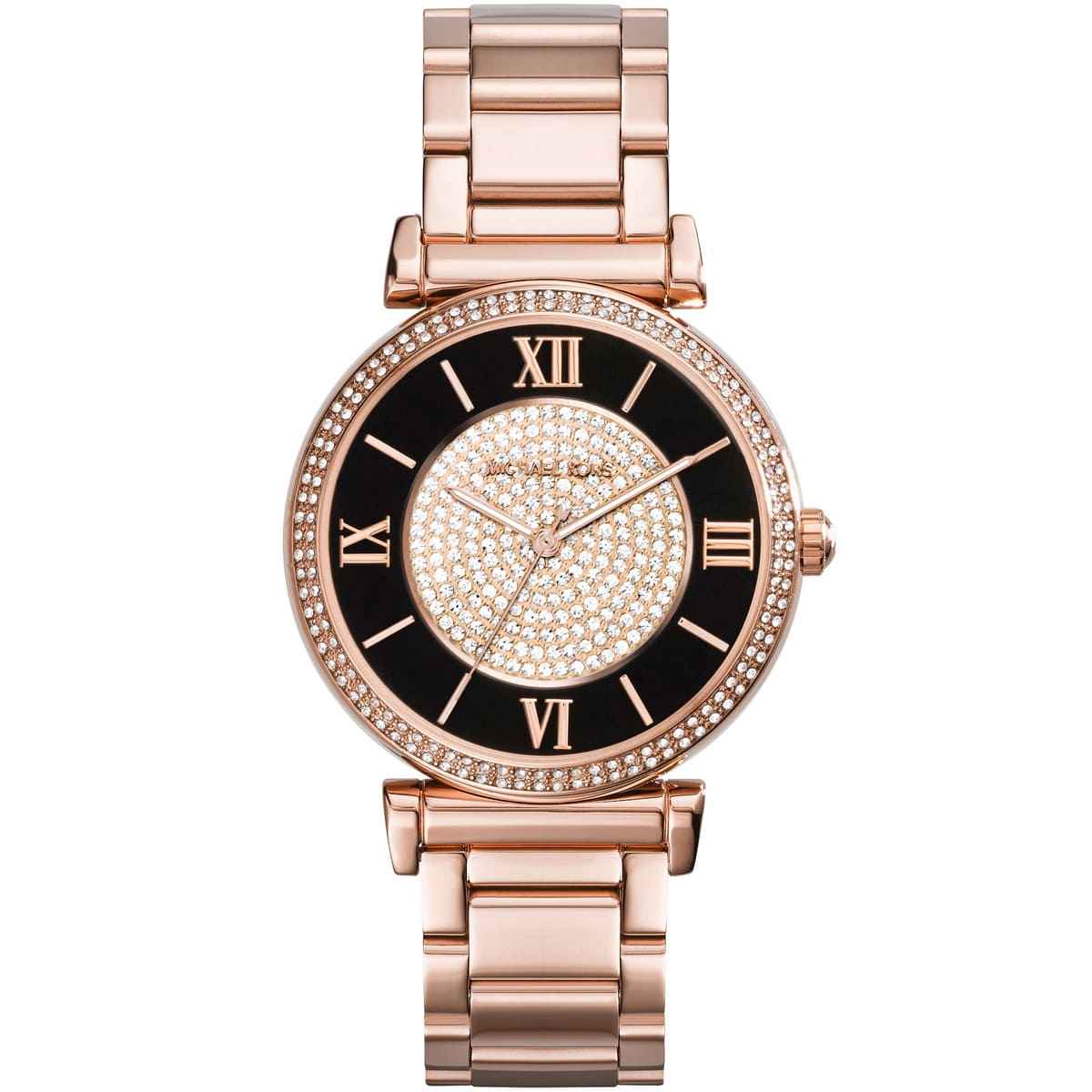Michael Kors Catlin MK3339 Women's Black Dial Rose Gold Stainless Steel Watch