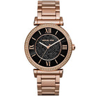 Michael Kors Catlin MK3356 Women's Black Dial Rose Gold Stainless Steel Watch