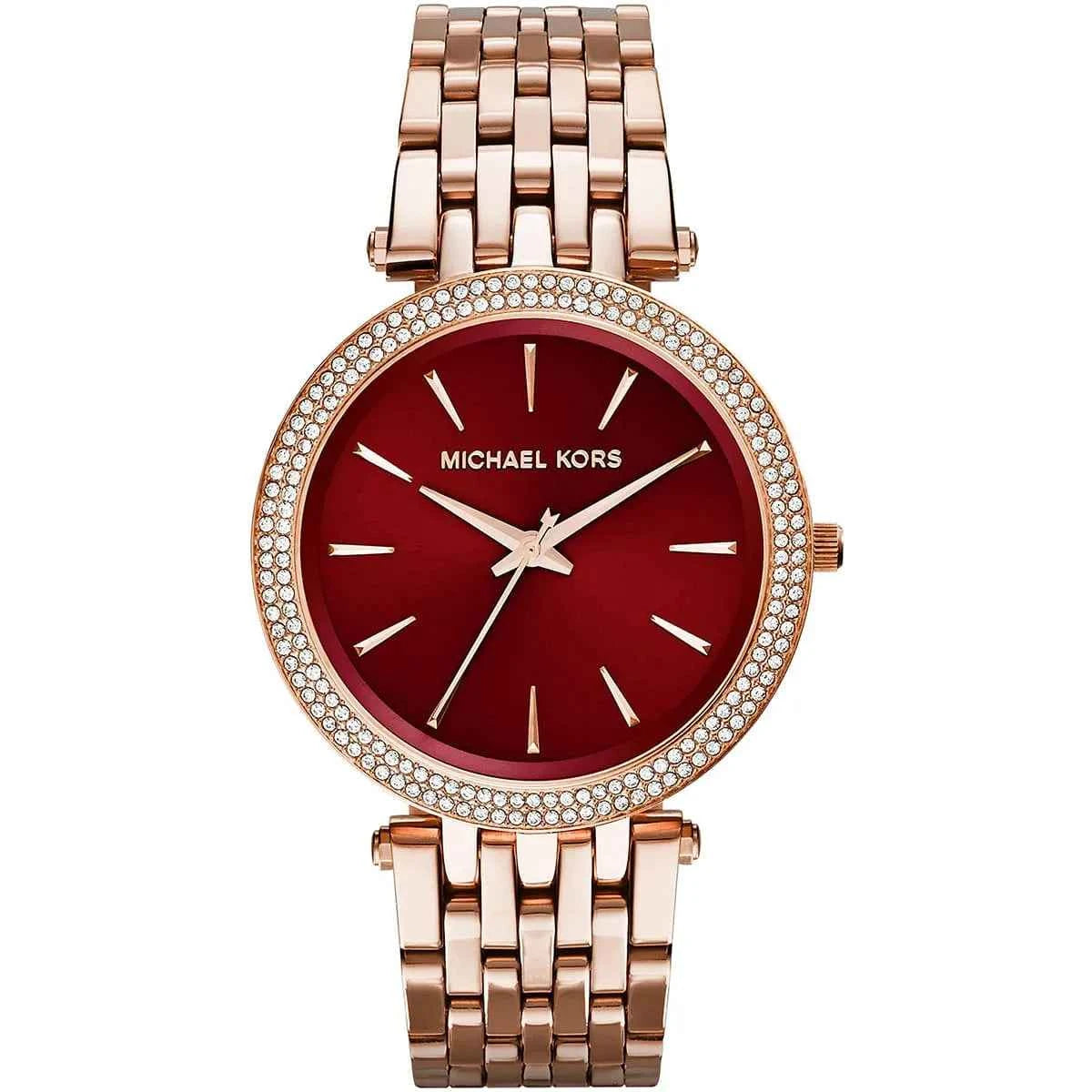 Michael Kors Darci MK3378 Women's Red Dial Rose Gold Stainless Steel Watch