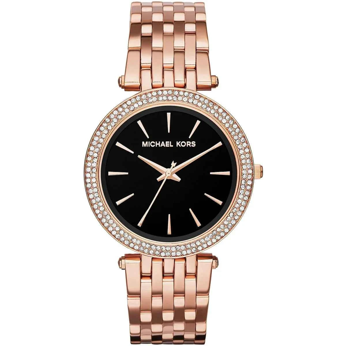 Michael Kors Darci MK3402 Women's Black Dial Rose Gold Stainless Steel Watch