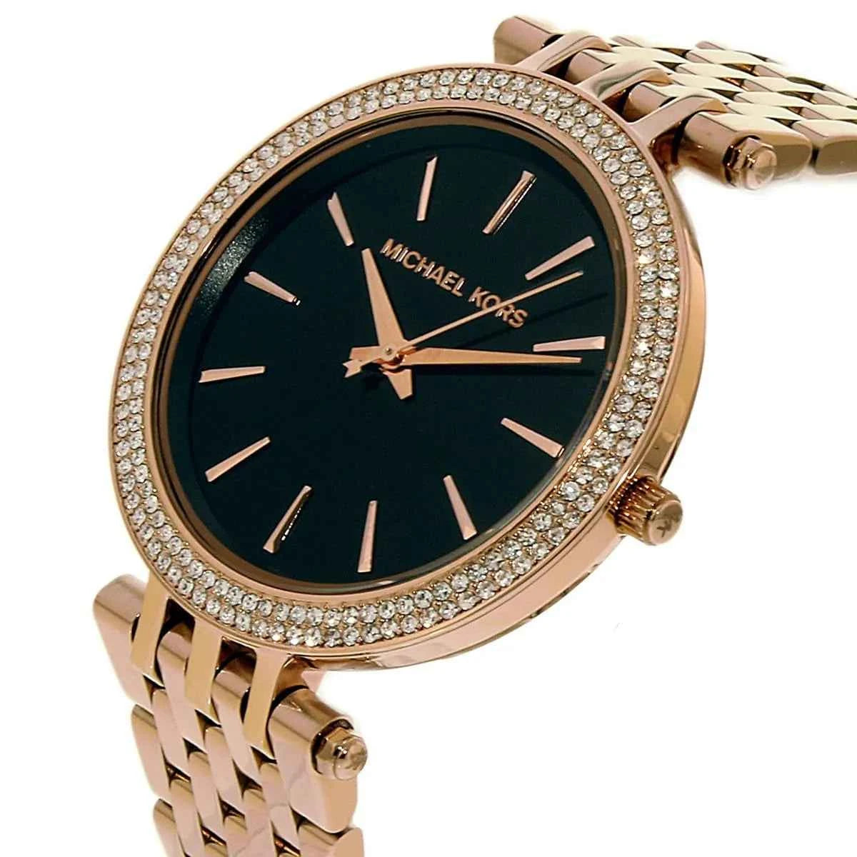 Michael Kors Darci MK3402 Women's Black Dial Rose Gold Stainless Steel Watch