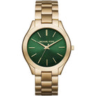 Michael Kors Runway Slim MK3435 Women's Green Dial Gold Stainless Steel Watch