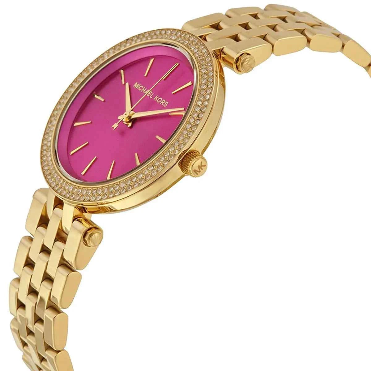 Michael Kors Darci Mini MK3444 Women's Pink Dial Gold Stainless Steel Watch