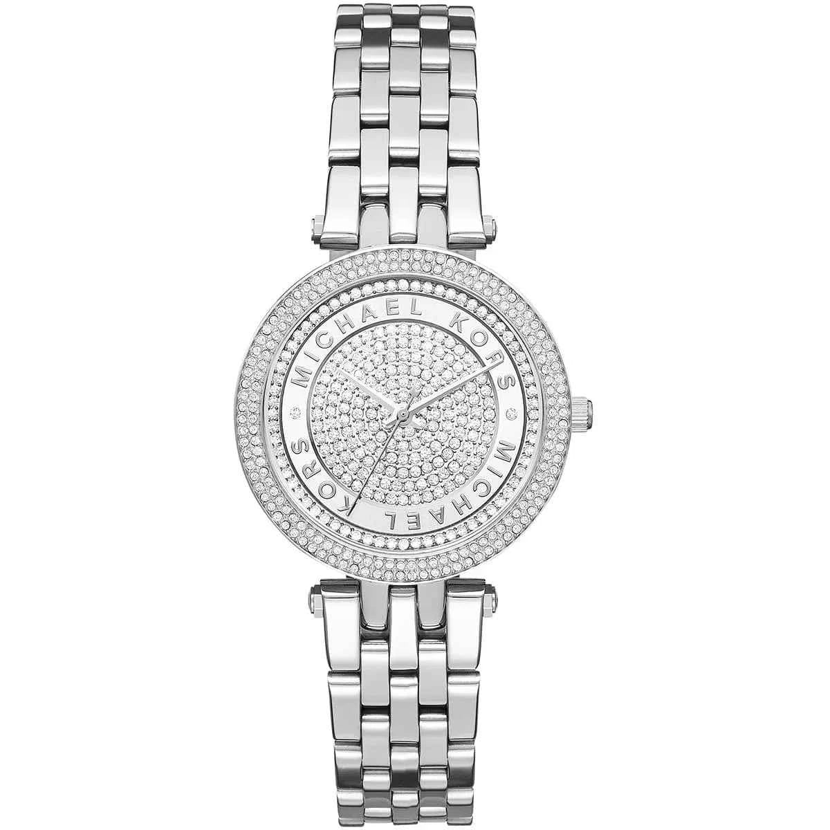 Michael Kors Darci Mini MK3476 women's silver dial stainless steel watch front view