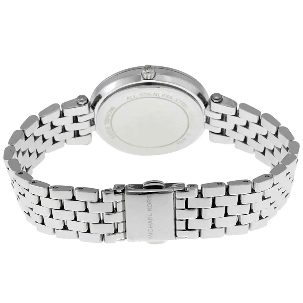 Back view of Michael Kors MK3476 quartz watch with stainless steel case