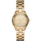 Michael Kors Runway Slim Mini MK3477 women's gold dial stainless steel watch front view