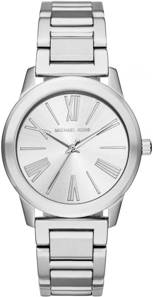Michael Kors Hartman MK3489 women's silver dial silver stainless steel watch front view