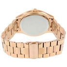 Back view of Michael Kors MK3494 quartz watch with rose gold stainless steel case