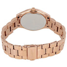 Back view of Michael Kors MK3513 quartz watch with rose gold stainless steel case