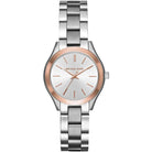Michael Kors Runway Slim Mini MK3514 women's silver dial silver stainless steel watch front view
