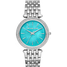 Michael Kors Darci MK3515 women's blue dial silver stainless steel watch front view