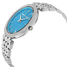 Close-up view of Michael Kors MK3515 blue analog dial with elegant markers