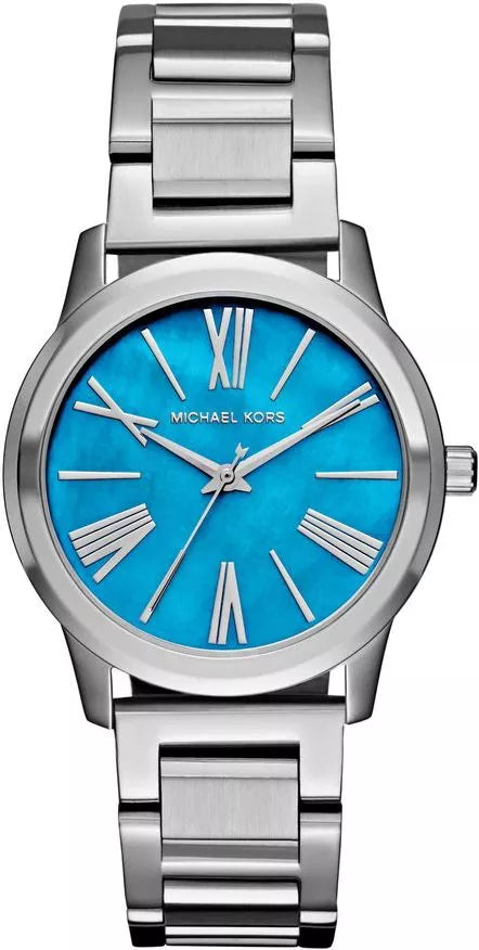 Michael Kors Artman MK3519 women's blue dial silver stainless steel watch front view