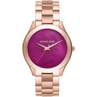 Michael Kors Runway Slim MK3550 women's pink dial rose gold stainless steel watch front view