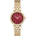 Michael Kors Darci Mini MK3583 women's red dial gold stainless steel watch front view
