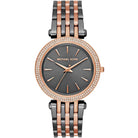 Michael Kors Darci MK3584 women's grey dial grey and rose gold stainless steel watch front view