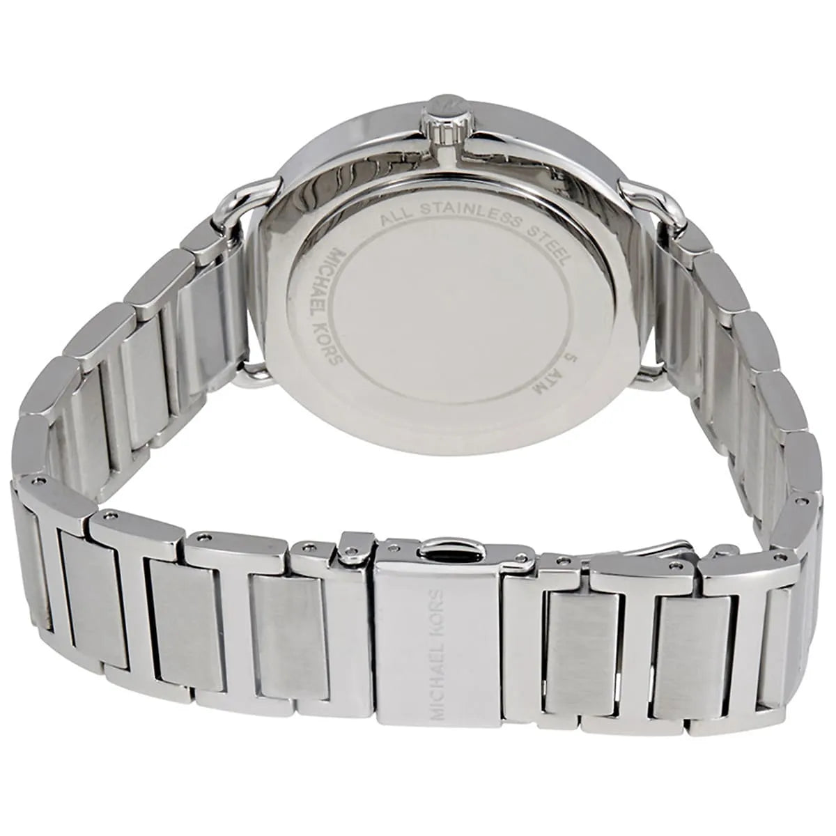 Back view of Michael Kors MK3638 quartz watch with silver stainless steel case