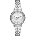 Michael Kors Cinthia MK3641 women's white dial silver stainless steel watch front view