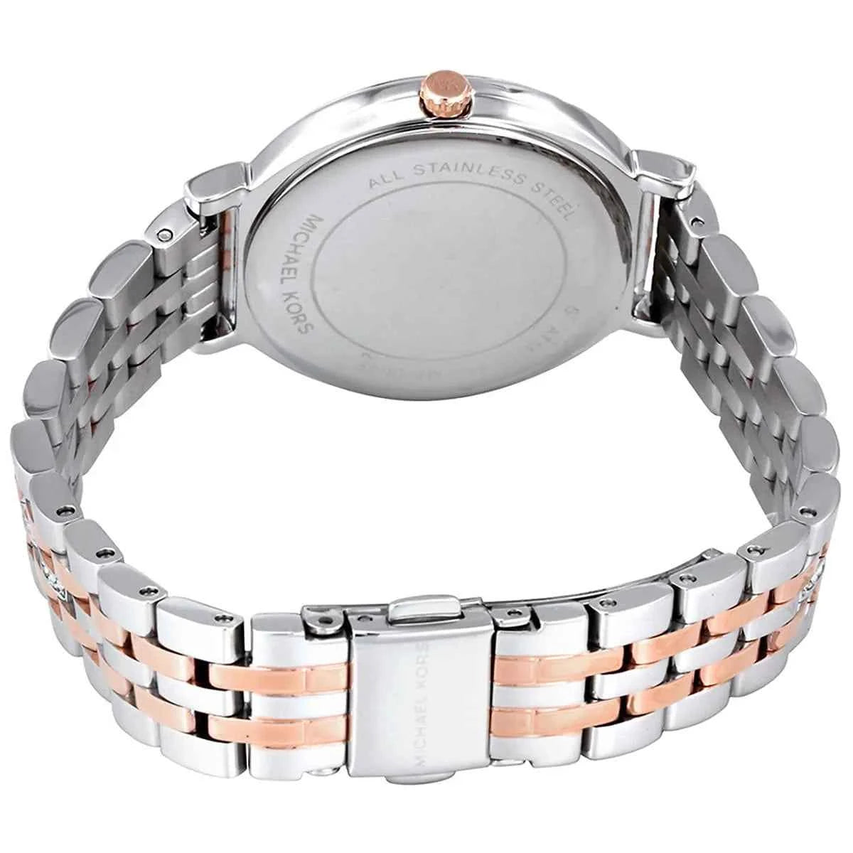Back view of Michael Kors MK3642 quartz watch with stainless steel case