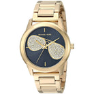 Close-up view of Michael Kors MK3647 black analog dial with elegant hour markers