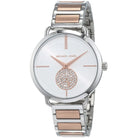 Close-up of Michael Kors MK3709 silver analog dial with elegant details