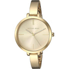 Close-up view of Michael Kors MK3734 gold analog dial with elegant hour markers