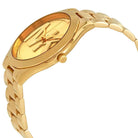 Close-up view of Michael Kors MK3739 gold analog dial with elegant hour markers