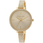 Close-up view of Michael Kors MK3784 gold analog dial with elegant hour markers