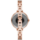 Back view of Michael Kors MK3785 quartz watch with rose gold stainless steel case