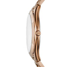 Back view of Michael Kors MK3804 quartz watch with rose gold stainless steel case