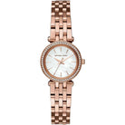 Front view of Michael Kors MK3832 women's rose gold stainless steel watch
