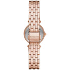 Back view of Michael Kors MK3832 quartz watch with rose gold stainless steel case