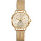 Gold front view of Michael Kors Portia MK3844 women's stainless steel watch